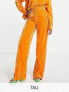 In The Style Tall exclusive velvet wide leg trouser co-ord in ochre