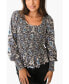 Фото #1 товара Женская блузка Paneros Clothing Stella с длинным рукавом в нежно-синем цветочном принте.