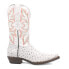 Dingo Outlaw Embroidered Ostrich Print Snip Toe Cowboy Mens White Casual Boots