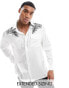 Фото #1 товара ASOS DESIGN relaxed satin shirt with western detail in white