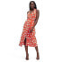 Фото #1 товара Women's Collared Sleeveless Ginkgo Cherry Tomato Sweaterknit Midi Wrap Dress -