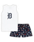 ფოტო #2 პროდუქტის Women's White, Navy Detroit Tigers Plus Size Tank Top and Shorts Sleep Set