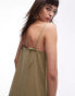 Topshop cupro cami midi dress in khaki