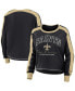 ფოტო #1 პროდუქტის Women's Black, Gold New Orleans Saints Color Block Modest Crop Long Sleeve T-shirt