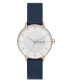 ფოტო #1 პროდუქტის Women's Three-Hand Quartz Riis Blue Leather Watch 36mm