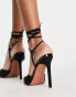 ASOS DESIGN Prize tie leg high heeled shoes in black