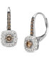 Nude Diamond (1/4 ct. t.w.) & Chocolate Diamond (1/3 ct. t.w.) Halo Leverback Drop Earrings in 14k Gold (Also Available in 14K Rose Gold or White Gold)