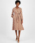 ფოტო #1 პროდუქტის Women's Printed Satin Tie-Waist Midi Dress