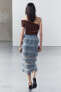 Фото #4 товара Комбинированная юбка из органзы с рюшами ZARA