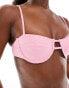 Фото #2 товара Miss Selfridge textured cup detail bikini top in pink