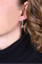 Round steel single earrings "K" with zircons