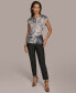 ფოტო #4 პროდუქტის Donna Karan Women's Printed Cap-Sleeve V-Neck Blouse