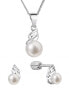 Charming Real Pearl Jewelry Set 29046.1B (Earrings, Chain, Pendant)