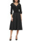 Фото #1 товара Petite 3/4-Sleeve Portrait-Collar Fit & Flare Dress