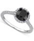 ფოტო #1 პროდუქტის Black Diamond (1 ct. t.w.) & White Diamond (1/4 ct. t.w.) Halo Engagement Ring in 14k White Gold