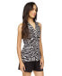 Фото #12 товара Women's Zebra-Print Button-Front Sleeveless Top