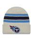 Фото #1 товара Men's Cream Tennessee Titans Team Stripe Cuffed Knit Hat