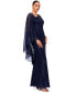 Women's Crinkle Cape-Sleeve Long Dress