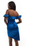 Jaded Rose bardot dress with frill detail in blue