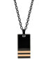 Фото #1 товара Sutton by Rhona Sutton sutton Stainless Steel Black Pendant Necklace With Double Rose Gold Stripe