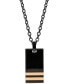 Sutton by Rhona Sutton sutton Stainless Steel Black Pendant Necklace With Double Rose Gold Stripe