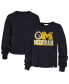 Women's Navy Distressed Michigan Wolverines Bottom Line Parkway Long Sleeve T-shirt