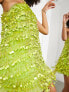 Фото #5 товара ASOS EDITION paillette fringe sequin halter mini dress in lime green