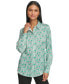 Фото #1 товара Women's Printed Roll-Cuff Button-Front Shirt