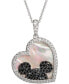 Mickey Mouse Cubic Zirconia & Black Spinel Heart 18" Pendant Necklace in Sterling Silver