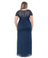 Plus Size Beaded Illusion-Trim Side-Ruched Gown