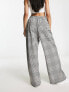 New Look wide leg trousers in brown check