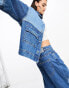 Фото #3 товара ASOS DESIGN co-ord mid rise baggy boyfriend jean in blue patchwork