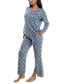 ფოტო #3 პროდუქტის Women's 2-Pc. Printed Henley Pajamas Set