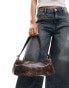 Glamorous 90s shoulder bag with silver hardware in washed brown