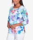 Petite Classic Brights Tropical Birds Lace Paneled Top