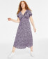Фото #1 товара Women's Short-Sleeve Smock-Waist Midi Dress, Created for Macy's