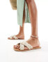 ASOS DESIGN Freya plaited cross-strap flat sandals in natural Бежевый, 39 - фото #4