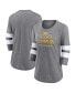ფოტო #1 პროდუქტის Women's Heather Gray Michigan Wolverines College Football Playoff 2023 National Champions Outstanding Achievement Retro Tri-Blend 3/4-Sleeve T-shirt