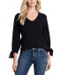 ფოტო #1 პროდუქტის Women's Bow-Tie Cuff Long Sleeve V-Neck Sweater