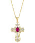 EFFY Collection eFFY® Ruby (1/2 ct. t.w.) & Diamond (1/2 ct. t.w.) Openwork Cross 18" Pendant Necklace in 14k Gold