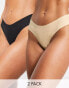 Фото #1 товара Bye Bra invisible no VPL smoothing 2 pack thong in black and beige