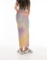 Фото #6 товара Topshop mesh pastel blurred printed picot trim midi skirt in multi