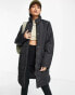 Фото #3 товара Selected Femme quilted longline coat with funnel neck in black - BLACK