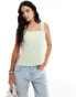 ASOS DESIGN poplin square neck cami top in green check Зеленый клетчатый, XS - EU 32-34 - фото #1