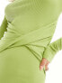 Vero Moda Petite long sleeved ribbed jersey maxi dress in green