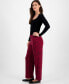 Women's Printed Wide-Leg Pull-On Knit Pants, Created for Macy's red ruby, L - фото #3