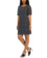 ფოტო #6 პროდუქტის Petite Short-Sleeve Round-Neck Sheath Dress