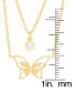 ფოტო #3 პროდუქტის Lab-grown White Sapphire Bezel & Butterfly Layered Pendant Necklace (1/3 ct. t.w.) in 14k Gold-Plated Sterling Silver