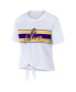 ფოტო #3 პროდუქტის Women's White Los Angeles Lakers Tie-Front T-shirt