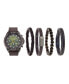 ფოტო #2 პროდუქტის Women's Black Faux-Leather Strap Watch 34mm Gift Set